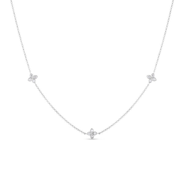 Love In Verona White Gold and Diamond 3 Station Necklace